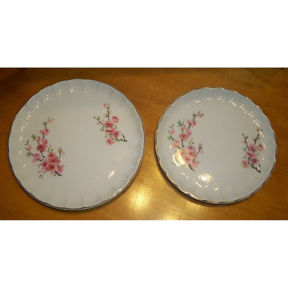 Vintage 40's W.S. George Peach Blossom 1‎ Salad 1 Bread Butter Plate